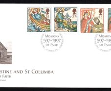 1997 Great Britain Religious Annuaries (St. Augustine and St. Columba Missions of Faith Commemorative Stamps Royal Mail Addressed First Day Cover (FDC)