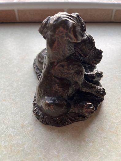 Heriditoes Bronze Cold Cast Resin Pair Boxer Puppies VGC