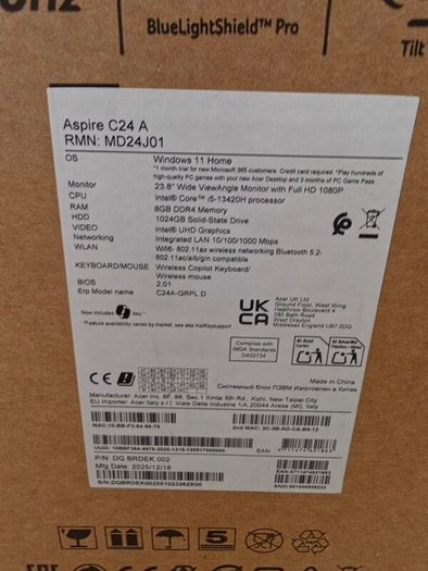 Acer Aspire C24 All-in-One 23.8" Desktop PC