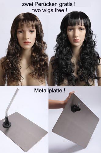 SF-11 Female mannequin full body manikin + 2 free long curly wigs (dark brown and black) +metal stand Head and arms can be rotated Plastic Unbreakable Eco-friendly