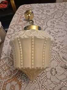 Original cream leaf design glass original 1920s Art Deco ceiling light