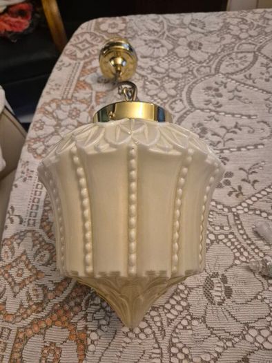 Original cream leaf design glass original 1920s Art Deco ceiling light