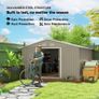 13 x 11ft Large Lockable Metal Storage Shed with Sliding Doors, Outdoor, Warm Grey Image 4