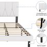 King Bed Frame, White, Upholstered Wooden Slat Image 6