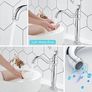 Bathroom Basin Mixer Tap, Mono High Rise Tap for Counter top Basin, Tall Traditional Sink Faucet with Ceramic Lever, Washroom Classic Taps, 360 Swivel, Retro Style, Brass, Chrome Image 4