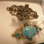 Vintage Czech filigree drop earrings magnificent stones Image 2