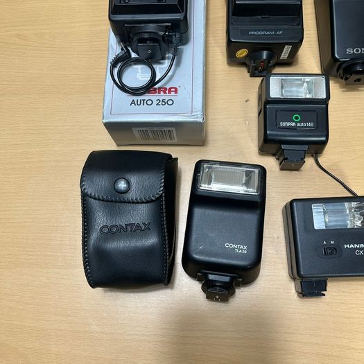 Assorted Job Lot Camera Flashes Cobra Sony Contax etc