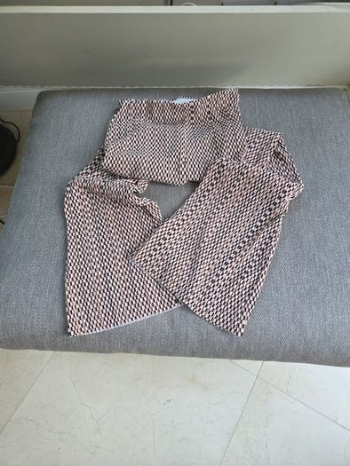Ladies geometric plisse pants uk10