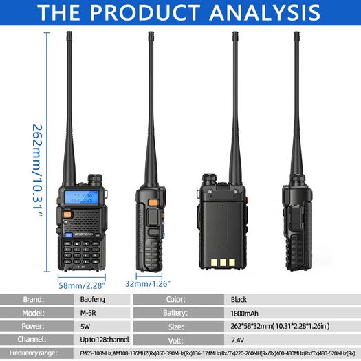 Baofeng M-5R Walkie Talkie Long Range Wireless Copy Frequency Two Way Radio Air Band Commutator Amateur Ham Radio UV-5R K5