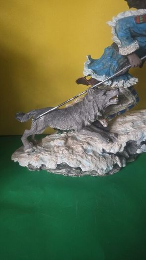 Native American warrior and wolf figurine