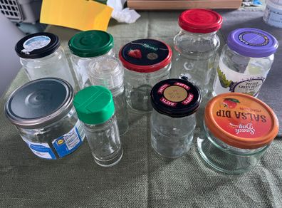 Assorted glass jars