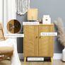 Vintage Storage Cabinet with Double Chevron Doors and Pine Wood Legs, Side Cabinet for Living Room Image 5