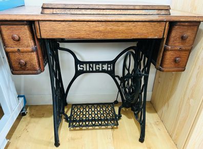 Vintage wooden singer sewing table