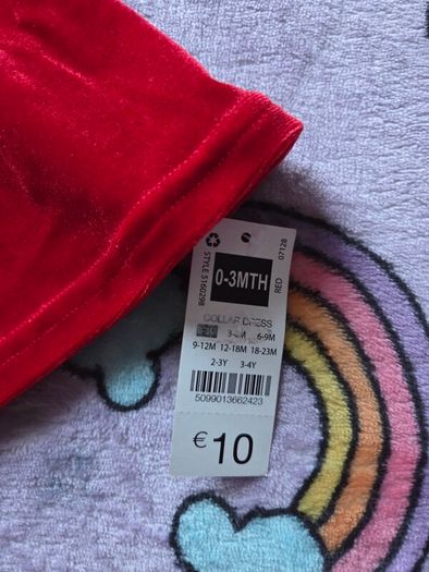 0-3m, With Tags Red Velour Dress with Collar