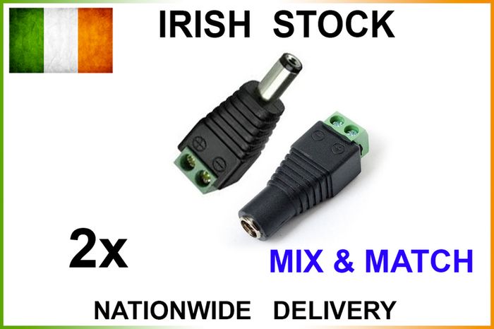 2x 12v DC Male&Female Power Balun Connector Adapter Plug Jack For CCTV