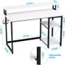 Computer Desk with Full Monitor Stand,120 cm Home Office Desk with Reversible Storage Shelves,Small Study Desk with Headphone Hook and Cup Holder,White Image 4