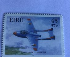 Irish stamp Aviation - Aer Corps DeHaviland Vampire Jet