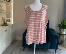Brand-new Ladies Pink & White Stripped Tank Top from Maine New England. Size: UK 24 / EU 52