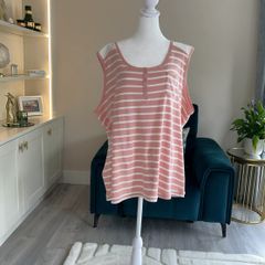 Brand-new Ladies Pink & White Stripped Tank Top from Maine New England. Size: UK 24 / EU 52