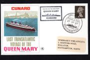 1967 Great Britain Cover Celebrating Cunard Last Transatlantic Voyage of the Cunard Queen Mary Cover with with Southampton Paquebot cancel with separate cancel posted on the High seas