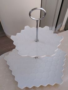 White Ceramic large two tier plate stand