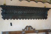 Antique French Carved Oak Wall Coat Rack