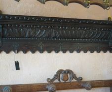 Antique French Carved Oak Wall Coat Rack