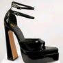 Black double platform adjustable ankle straps sandals Image 2