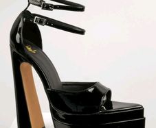 Black double platform adjustable ankle straps sandals