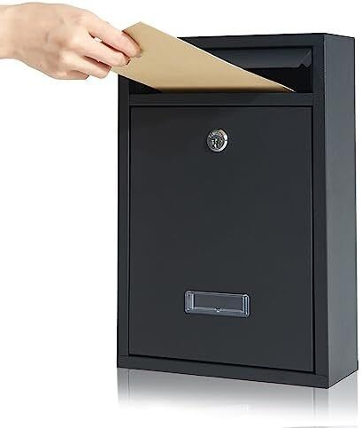 Post Boxes Wall Mounted Waterproof, Steel Mail Box with 2 Keys, Lockable Weatherproof Large Letter