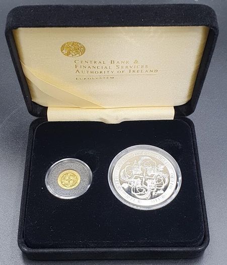 2007 Ireland Central Bank Celtic Culture Uncirculated Euro20 Gold and Euro10 Silver Coin in Original Presentation Box