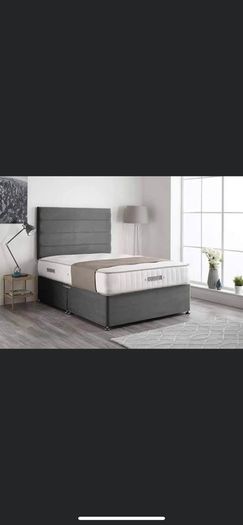 Crushed & plush velvet Divan Bed and mattress