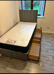 Single Divan Beds. Stylish Headboards. Multiple Colours, Drawers Options. Cash On Delivery