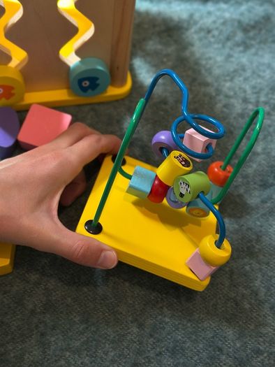 baby wooden shape sorter and activity cube