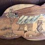 Vintage Indian Wooden inlaid marquetry wall art plaque Image 2