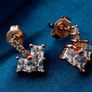 Rose Gold Plated Clear CZ Drop Earrings Image 2