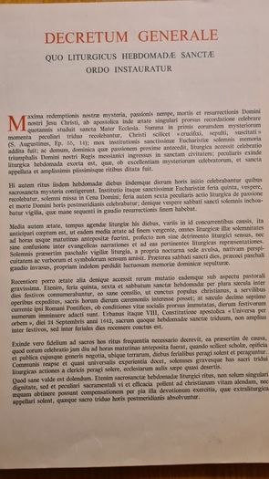 Ordo Hebdomade Sanctae Instauratus. 1956. Rare Vintage First Edition. 124 pages. Large Volume Hardback In Good Condition.