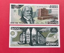 Mexico  2,000  Pesos 1989. Pick 86c  ( Uncirculated )