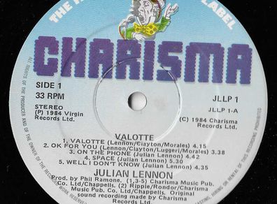 Julian Lennon Valotte Irish Pressing Vinyl LP Album