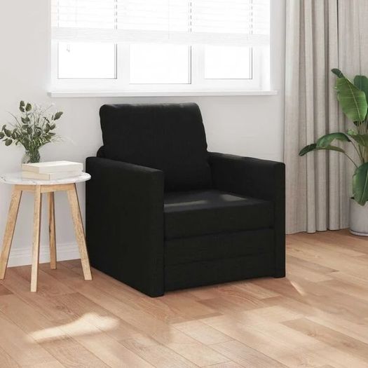 Folding Sofa Bed Black 74 x 77 x 81 cm Fabric