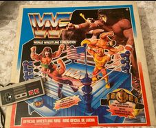 WWF Hasbro ring, 1 boxed used and 1 loose used + figures