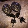 Beautiful Branch Earrings by R'Laith  Purple Zircon Stud Flower Plum Tree Branch Blossom Hoop Image 3