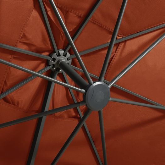 Cantilever Umbrella with Pole and LED Lights Terracotta 300 cm