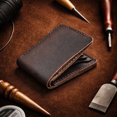 Unisex Genuine Leather Bifold Wallet Slim Vintage Brown Leather Wallet with Multiple Card Slots