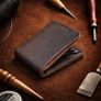 Unisex Genuine Leather Bifold Wallet Slim Vintage Brown Leather Wallet Image 8