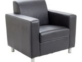 Iceberg Leather Waiting room / Reception Armchair  - Black
