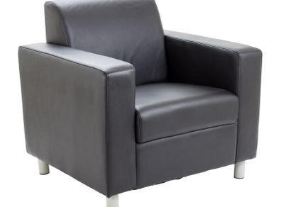 Iceberg Leather Waiting room / Reception Armchair  - Black