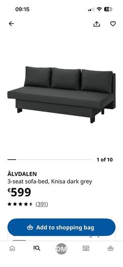 2 x ALVDALEN - 3 Seat sofa bed