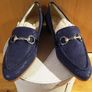 VIENNA Indigo Blue Suede Loafers 40 New Image 5
