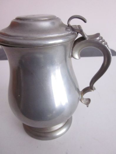 Antique English Pewter Lidded Tankard